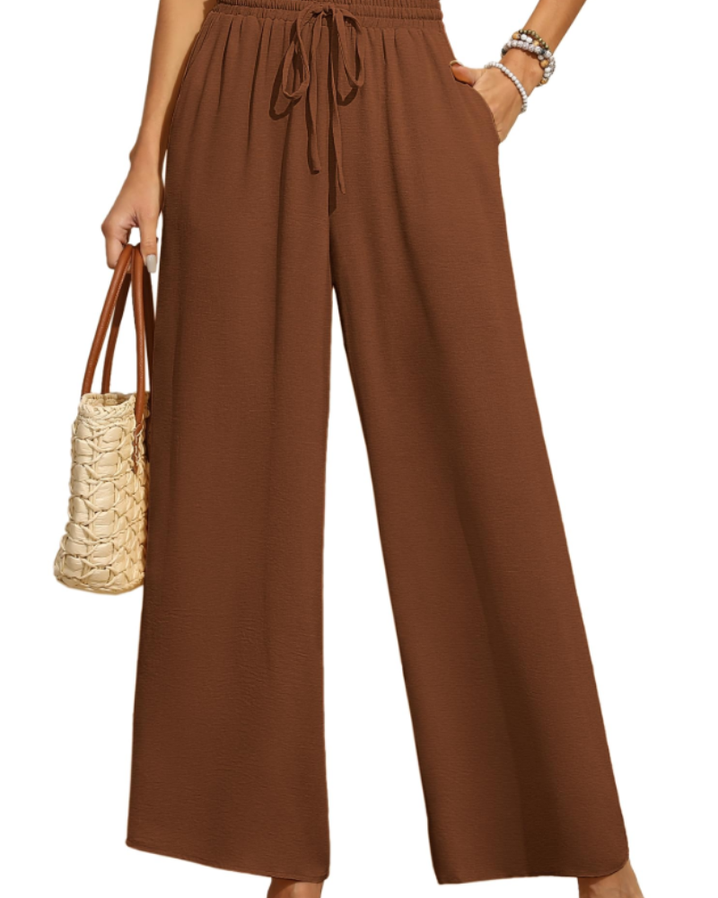 Anaïs Palazzo-Hose für Damen – hoher, elastischer Bund, weite Beine & Taschen